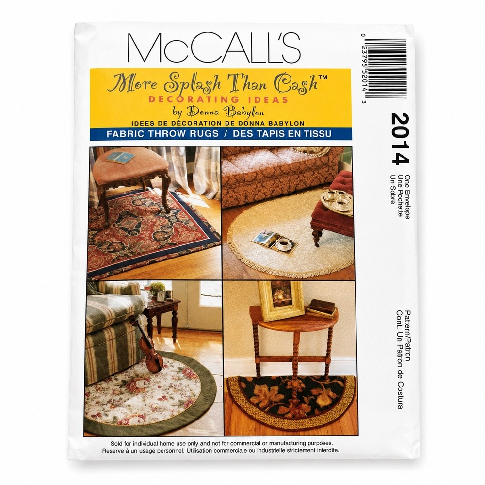 McCall's 2614 Donna Babylon Fabric Throw‎ Rugs Pattern New FF Uncut Home Decor